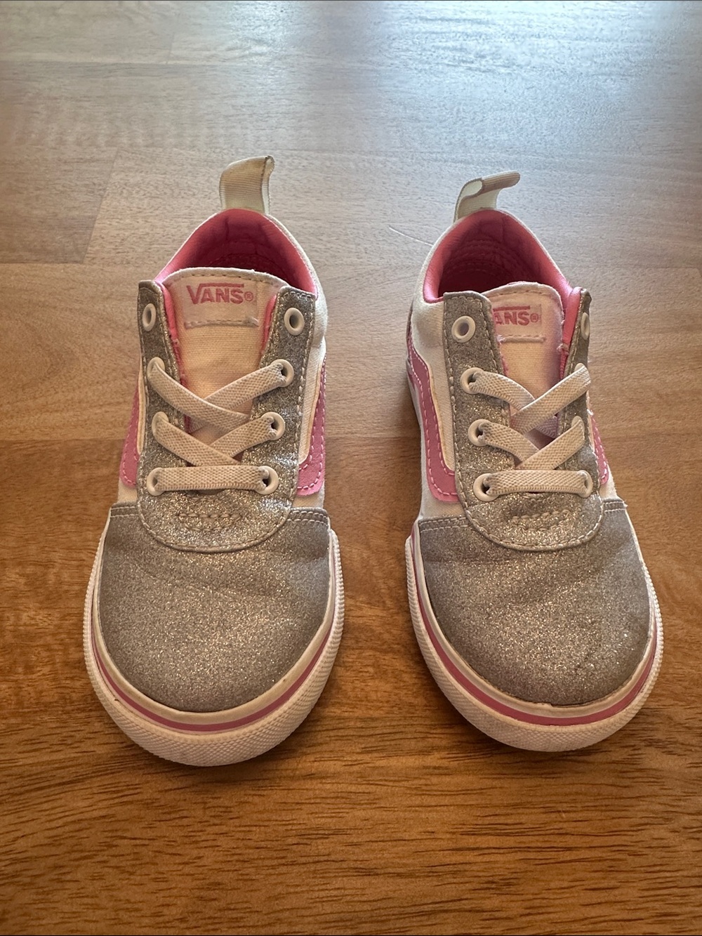 Vans Kids Glitter Slip On Sneakers in Pink and Silver